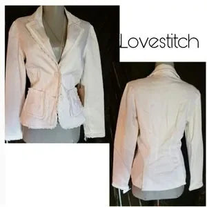 Lovestitch white frayed blazer/jacket. Sz med