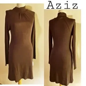 Aziz long sleeve mock nec knit sweater dress. Sz S