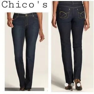 CHICO's platinum dark denims. EUC Sz 0