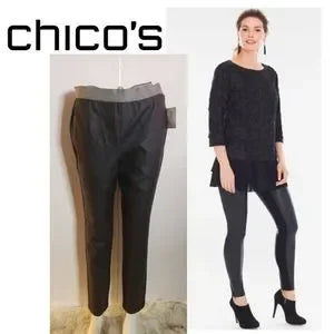 Chico's Zenergy faux leather/ponte leggings sz 4